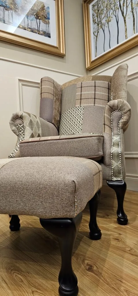Queen Anne chair and footstool · Handcrafted in Ireland
